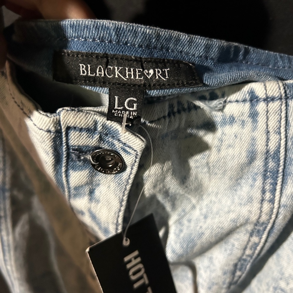 Blackheart Heart Pocket Acid Wash Denim overall Dress - Picture 5 of 5